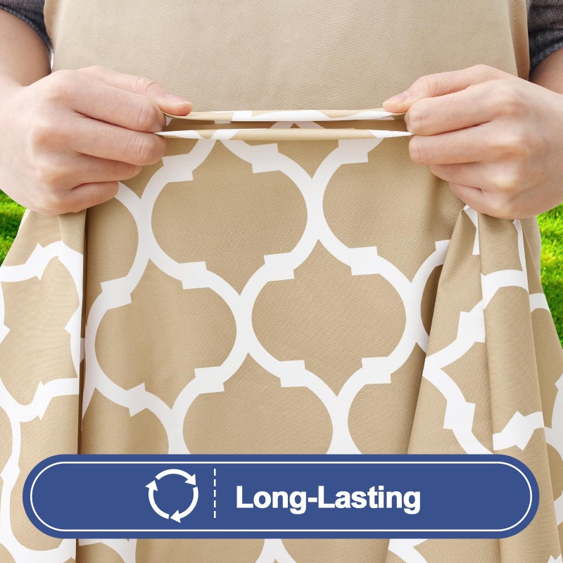 Smiry 2 Pack Rectangle Table Cloth 6 Foot  Waterproof Elastic Fitted Tablecloths  Windproof Washable Polyester Table Cover for Picnic  Camping  Outdoor (Khaki  30""x72"") - Image 4
